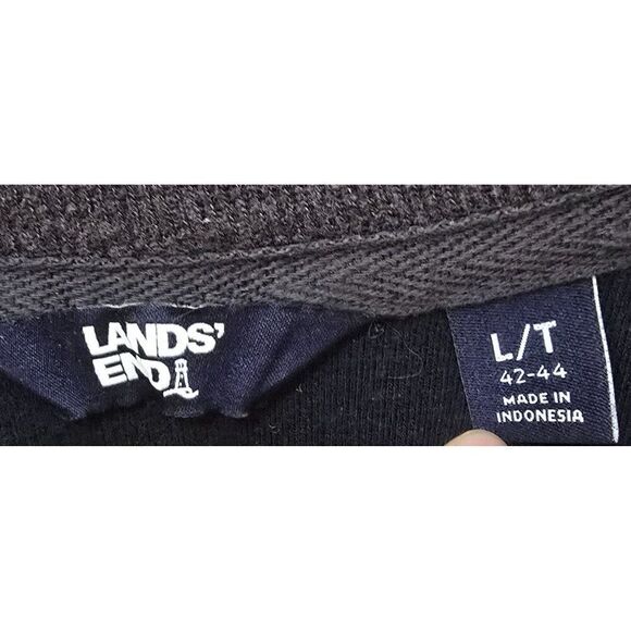Lands End Mens Navy Half-Zip Pullover Sweater Size L/T 42-44 Cotton Blend - Picture 2 of 4